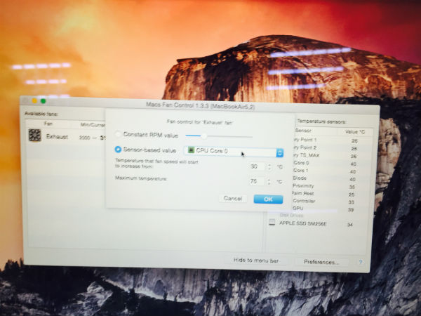 setting macfancontrol Macbook